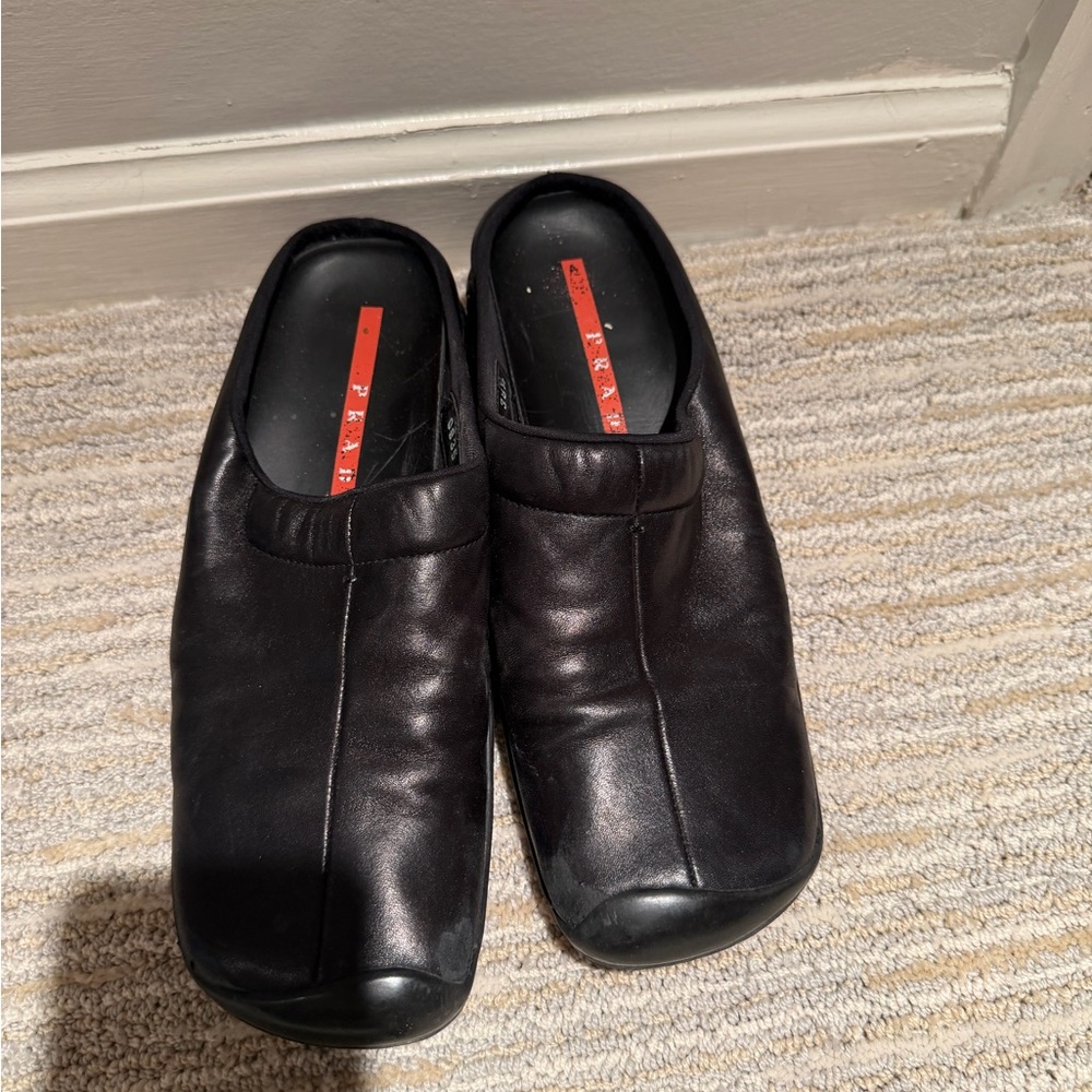 Black Leather Slip-On Shoes